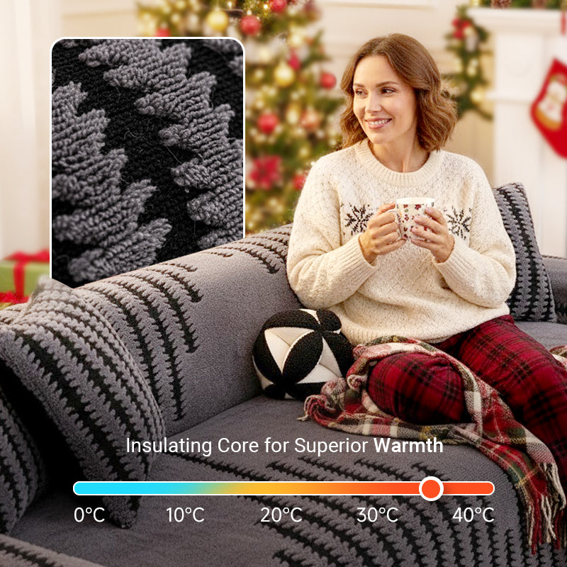 🔥Black Friday Mega Deal – 50% off!🔥 Plush Sofa Throw – Extra Thick & Non-Slip Blanket with Elastic Edges for Fall and Winter 🍂❄️