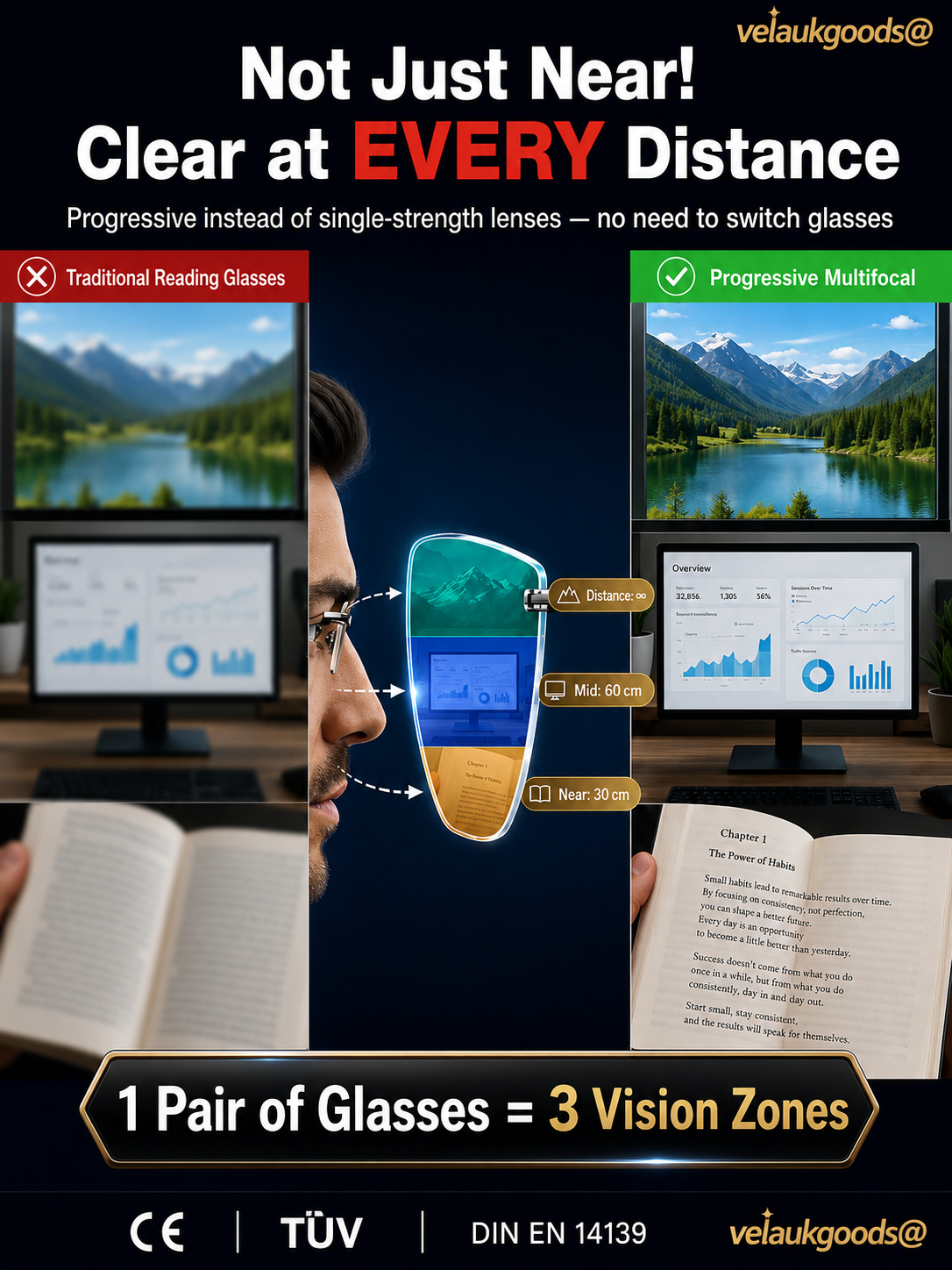 🔥Ultra-lightweight rimless reading glasses with diamond-cut lenses.