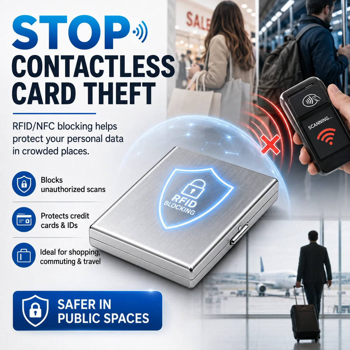 💰 Price Drop! RFID-blocking card holder – stainless steel, slim design, 3 capacities. 📇✨