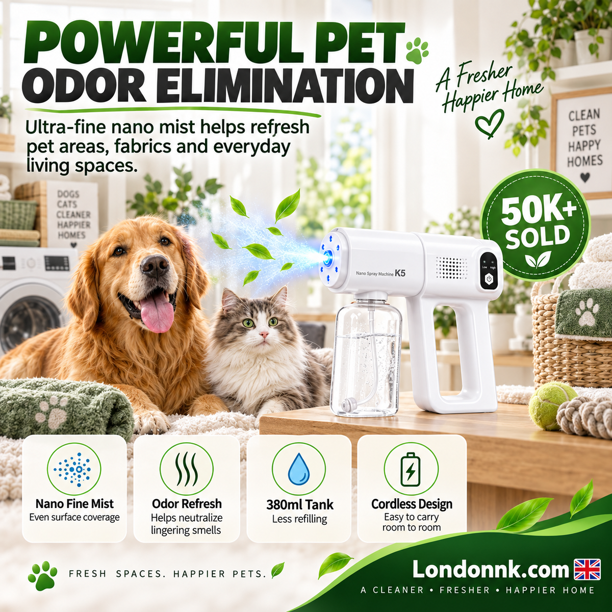 🥳2026 HOT SALE🥳💞50K+ SOLD! 💨🛡️ 50% OFF! Sanitizer Nano Sprayer Gun – ultra-fine nano mist covers surfaces fast, no wiping needed. 380ml large tank lasts longer – less refilling, more protecting. Just point & spray! 🏠✅