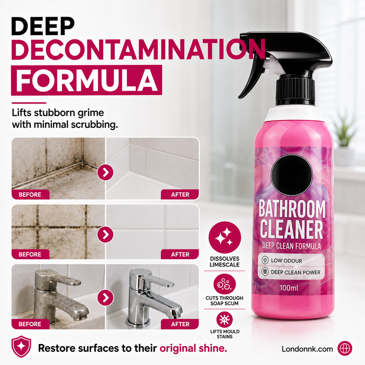 🥳SUMMERFRESH HOT SALE🥳💞15K+ SOLD! Bathroom Cleaner – From £7.98! Dissolves limescale & mold, inhibits regrowth. Sparkling bathroom – grab yours! ✅