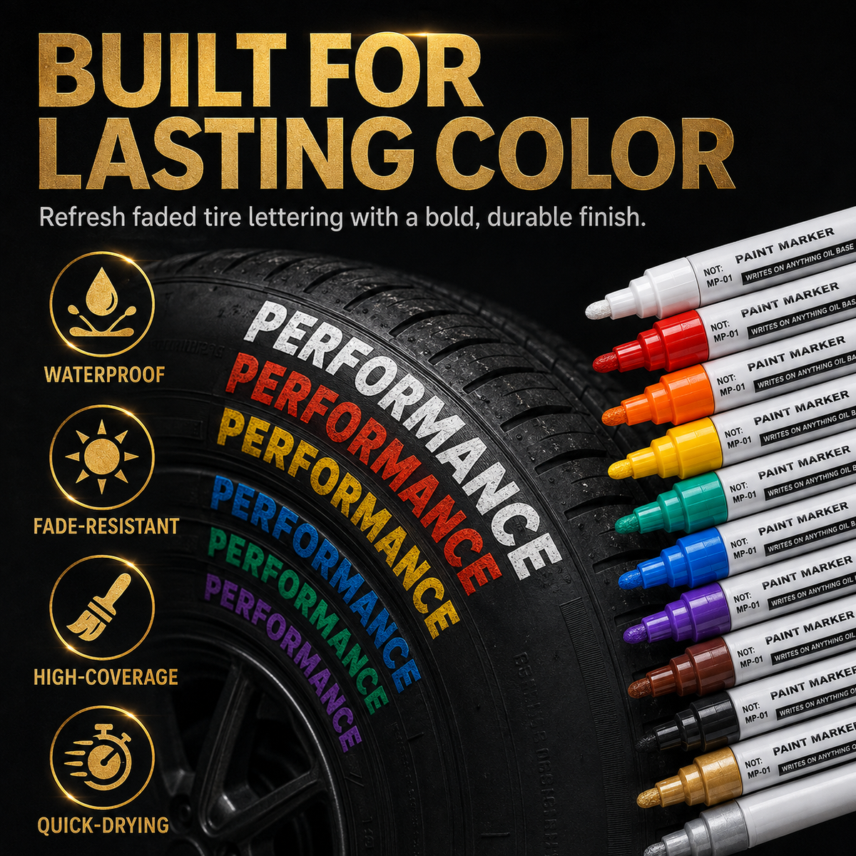 🥳HOT SALE🥳💞50K+ SOLD! Tire Marker Pen – From £5.99! 12 colors, waterproof & fade-resistant. Bold marks – grab yours! ✅