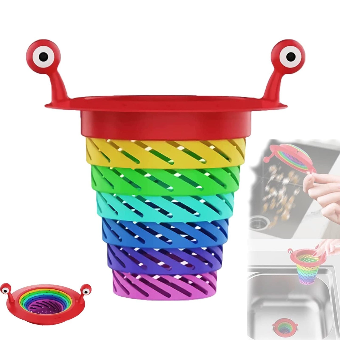 🥳HOT SALE🥳💞50K+ SOLD! Sink Strainer – From £4.99! Monster design, foldable rainbow & large capacity. No more clogs – grab yours! ✅