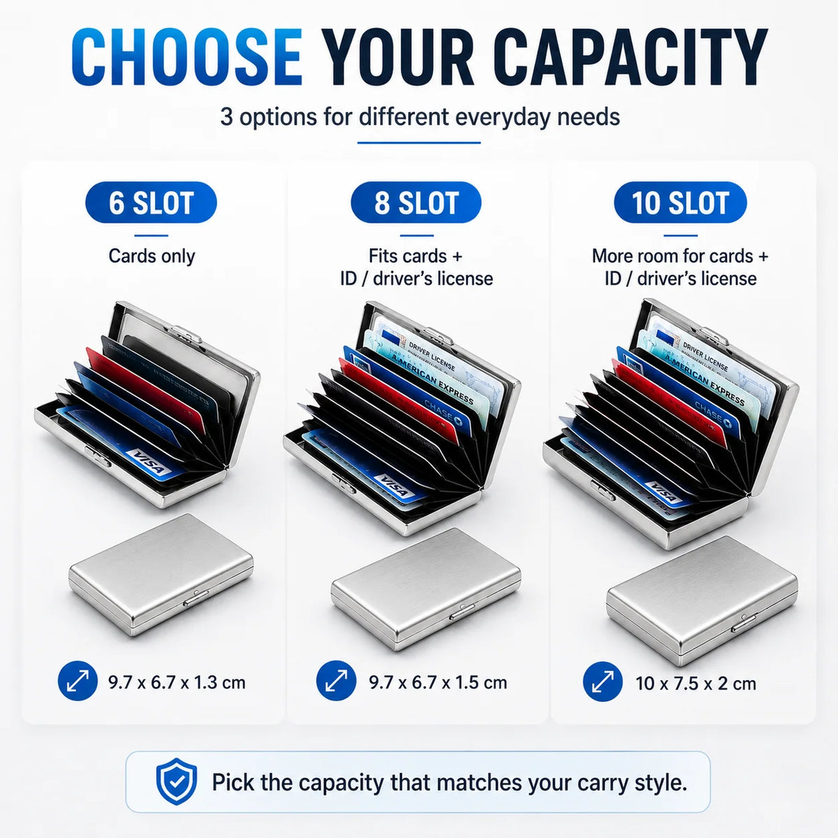 💰 Price Drop! RFID-blocking card holder – stainless steel, slim design, 3 capacities. 📇✨