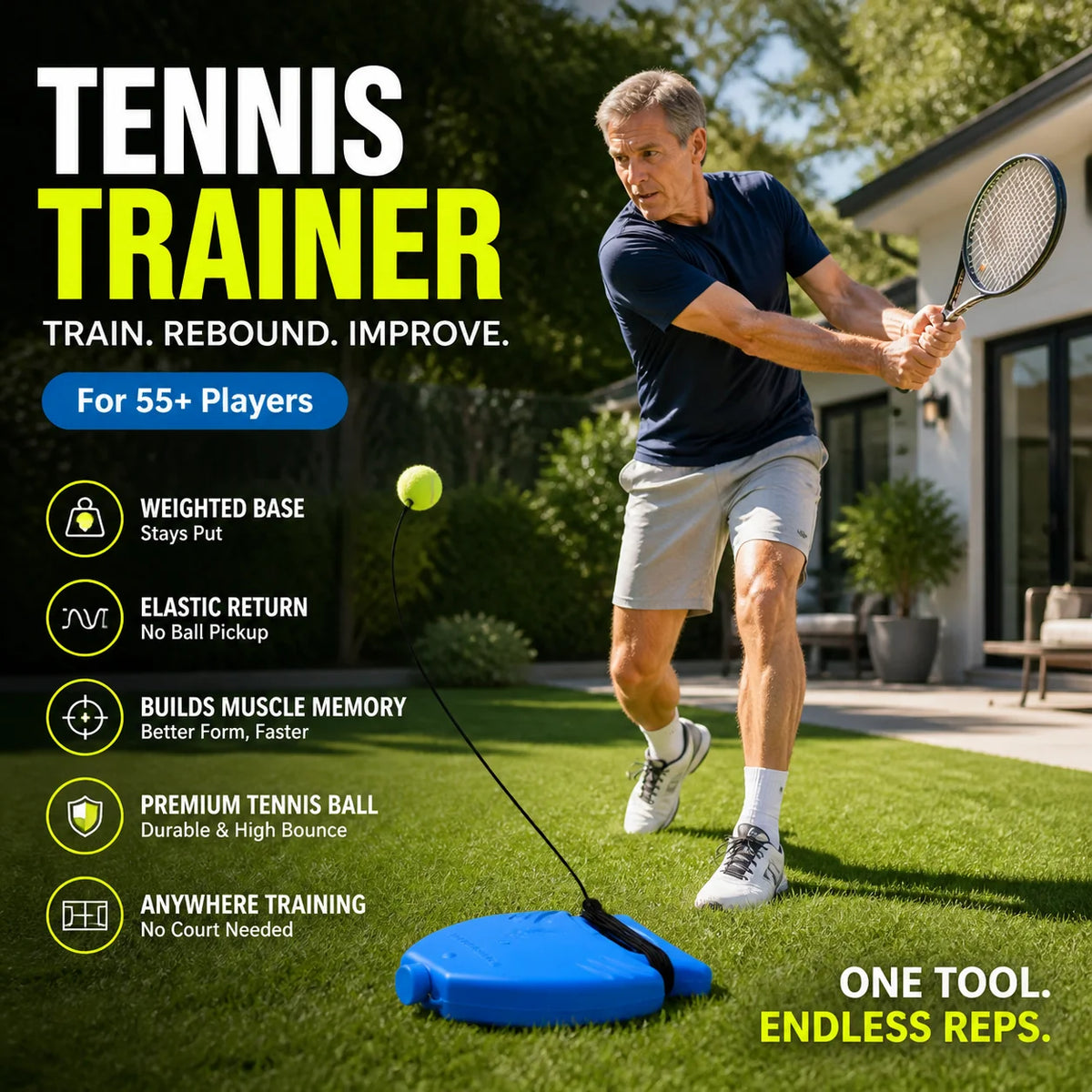 ⏰🔥LIMITED TIME 50% OFF! 🎾 Portable Solo Tennis Trainer Rebounder – Improve Your Game Anywhere, Anytime 💪✨