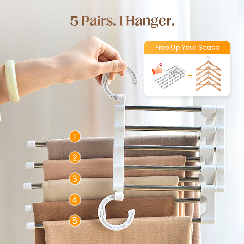 👖 BUY 2 GET 1 FREE! 🗄️ Household Multifunctional Telescopic Pants Storage Rack – Space-Saving, Adjustable Layers & Easy Assembly 🏠✨