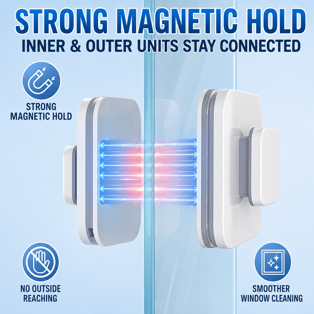 🥳2026 HOT SALE🥳💞50K+ SOLD! ⚡ 50% OFF! 6‑in‑1 Magnetic Glass Cleaner – 30% wider cleaning area, perfect for high‑rise windows. Dual pads + squeegee – flawless results from the first pass! 🪣🪟