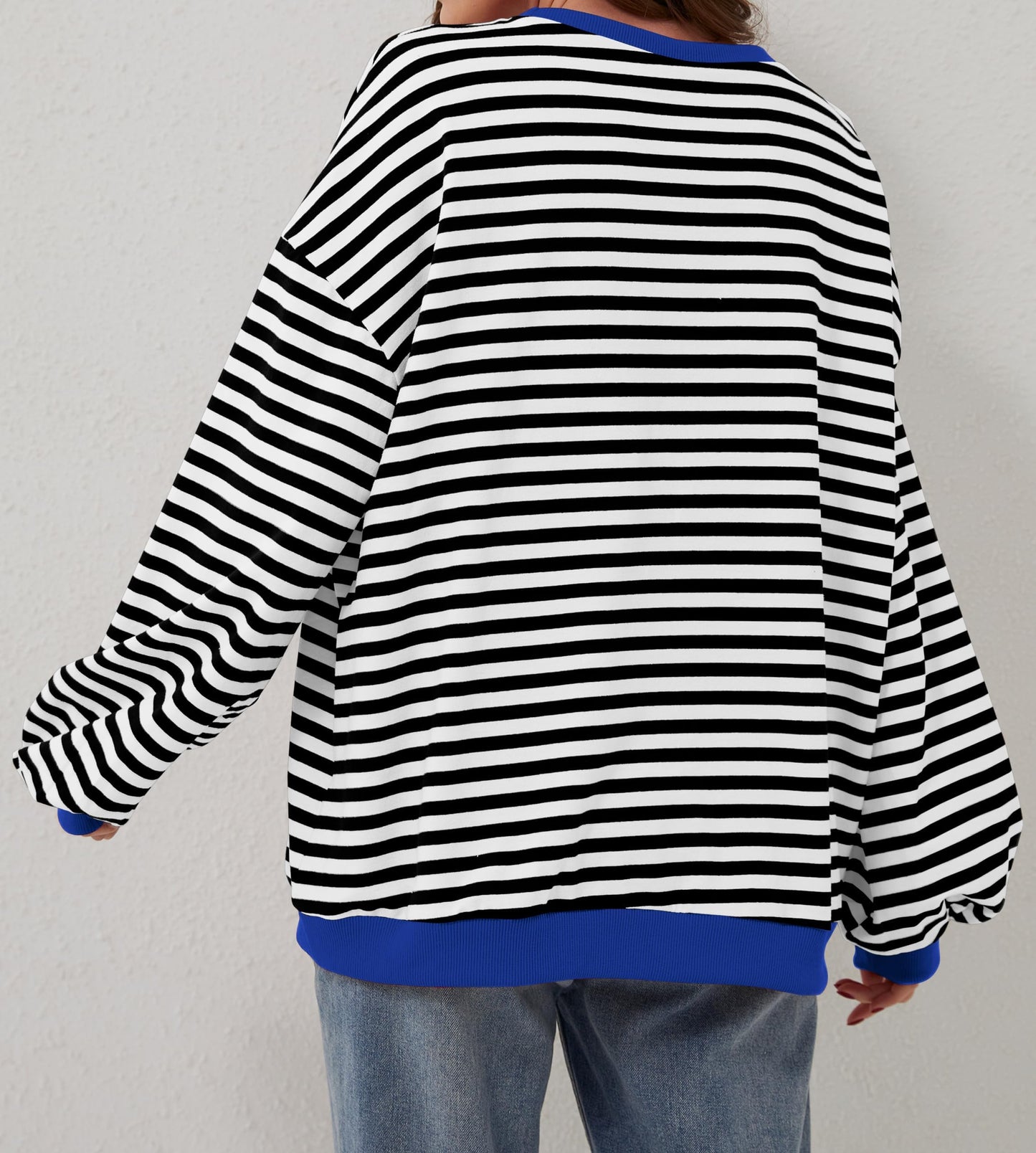 🎁 Hot Sale 49% OFF 🔥Women's Oversized Striped Long Sleeve Pullover