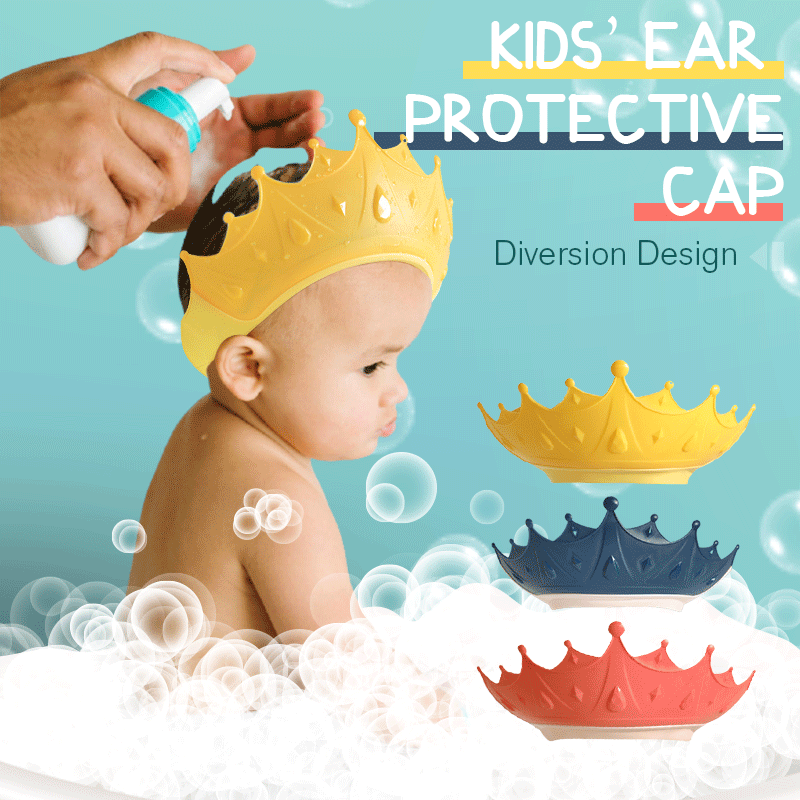 📢 LIMITED TIME 55% OFF! ⏰ Kids' Ear Protective Cap – Waterproof Shower Hat, Adjustable & Cartoon Crown Design ✨