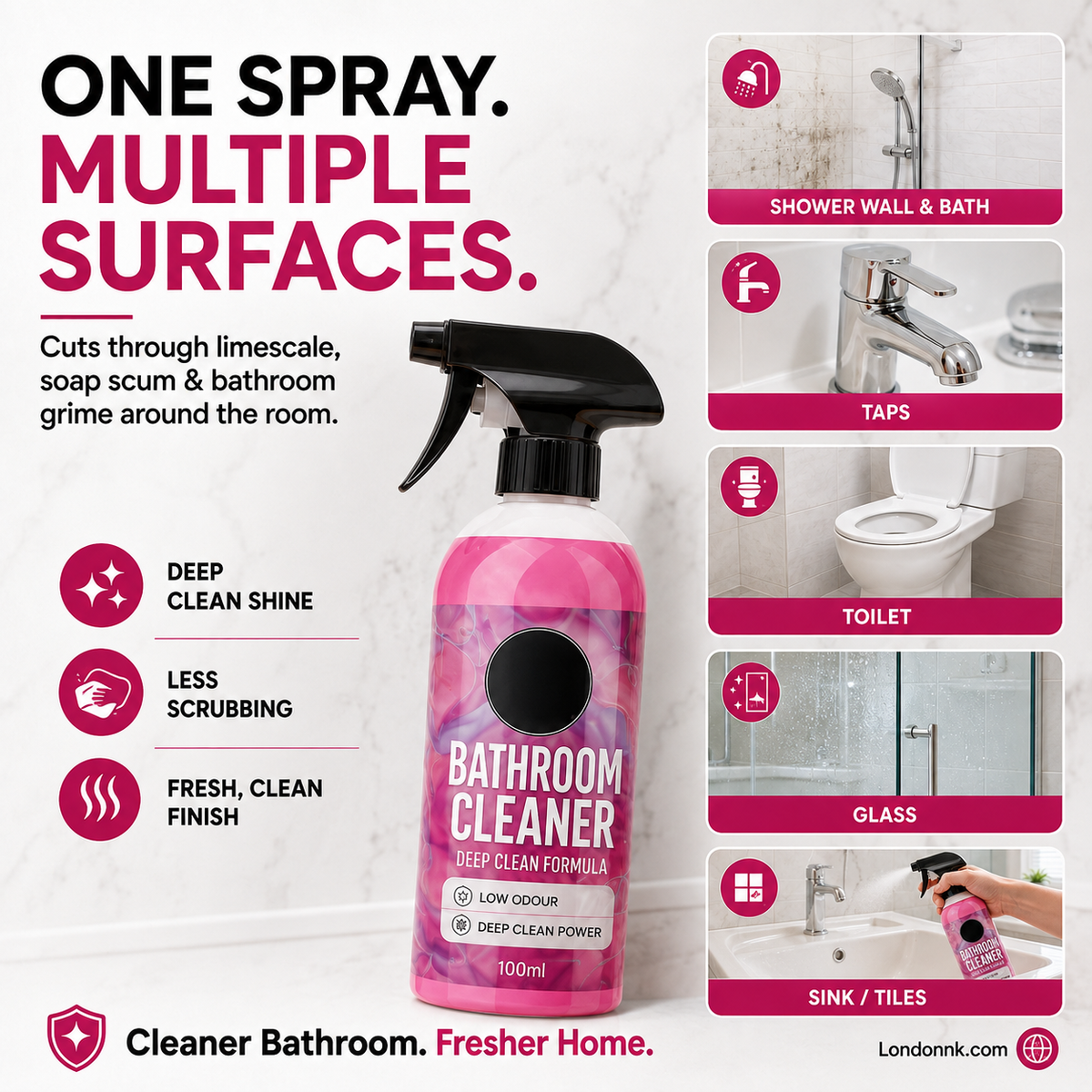 🥳SUMMERFRESH HOT SALE🥳💞15K+ SOLD! Bathroom Cleaner – From £7.98! Dissolves limescale & mold, inhibits regrowth. Sparkling bathroom – grab yours! ✅