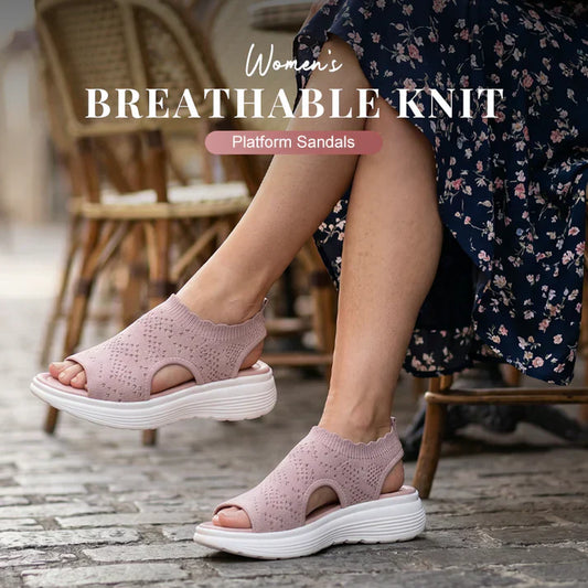 ⏳LAST DAY SALE ONLY ￡14.99!!💐 Women's Breathable Knit Platform Sandals – Air-permeable knit upper, cushioned sole & lightweight comfy summer footwear ✨