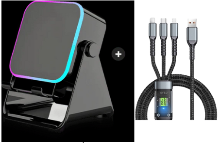 Wireless Induction Speaker 5-in-1 Bluetooth Speaker with Phone Stand,Stereo Sound, 3500mAh Rechargeable, 8 RGB Ambient Light, 360° Adjustable Holder for iPhone/Android/iPad