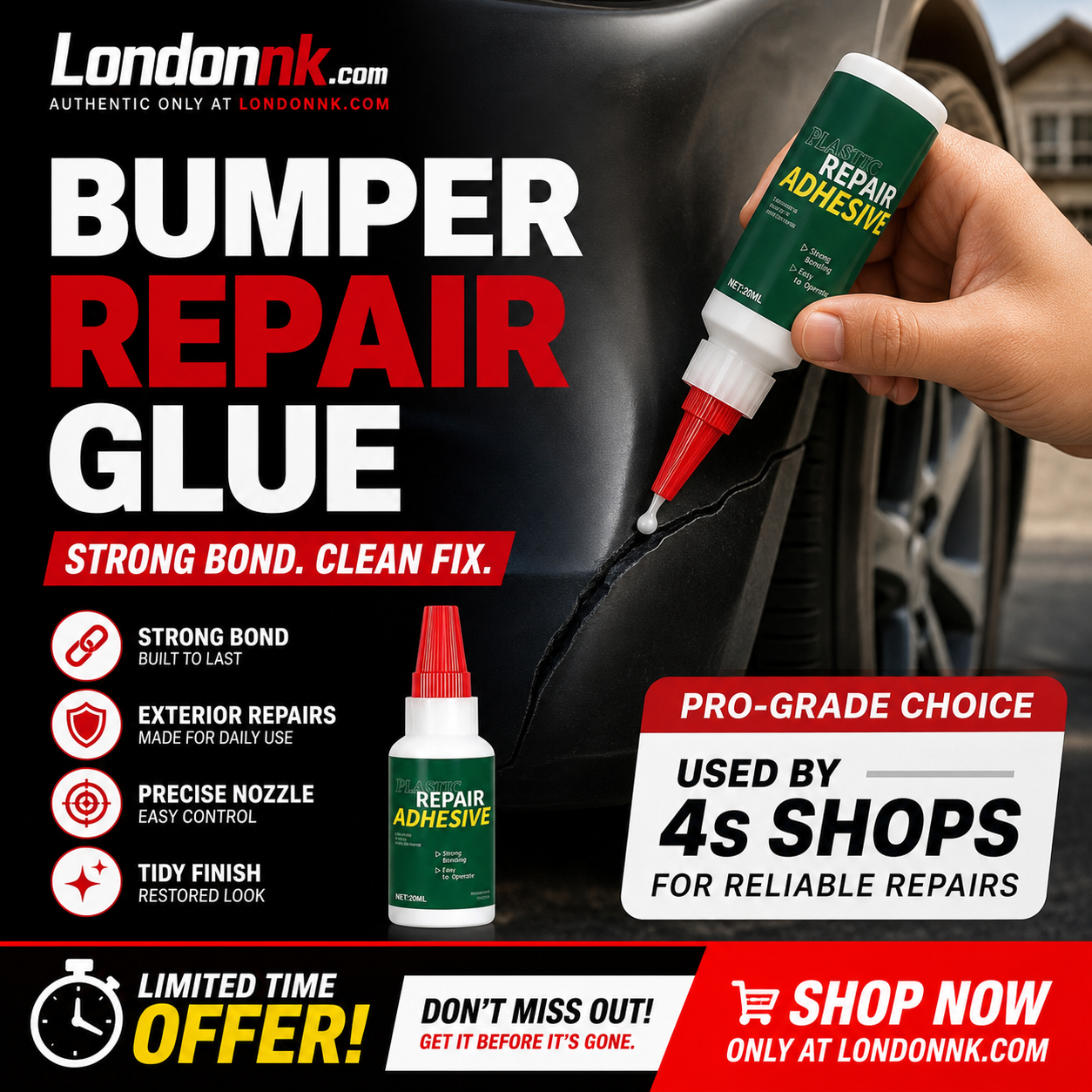 🍃🏆 Last Day Special Price £7.99 ! Multi-Purpose Car Bumper Repair Adhesive