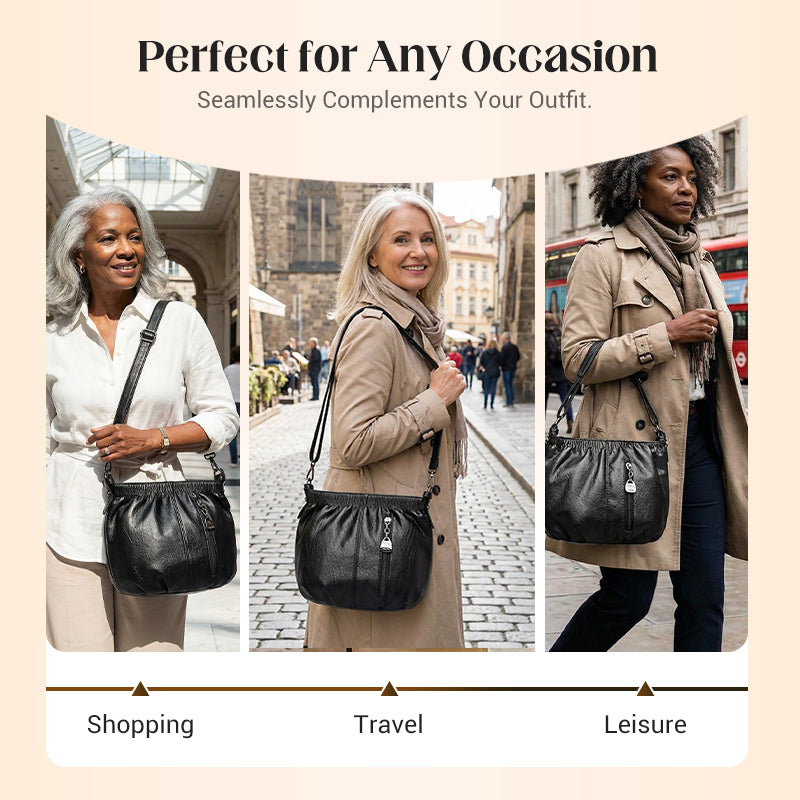 ⏳Time-Limited Special⏰ Pleated Bucket Leather Handbag – Soft Material, Adjustable Strap & Chic Casual Style ✨