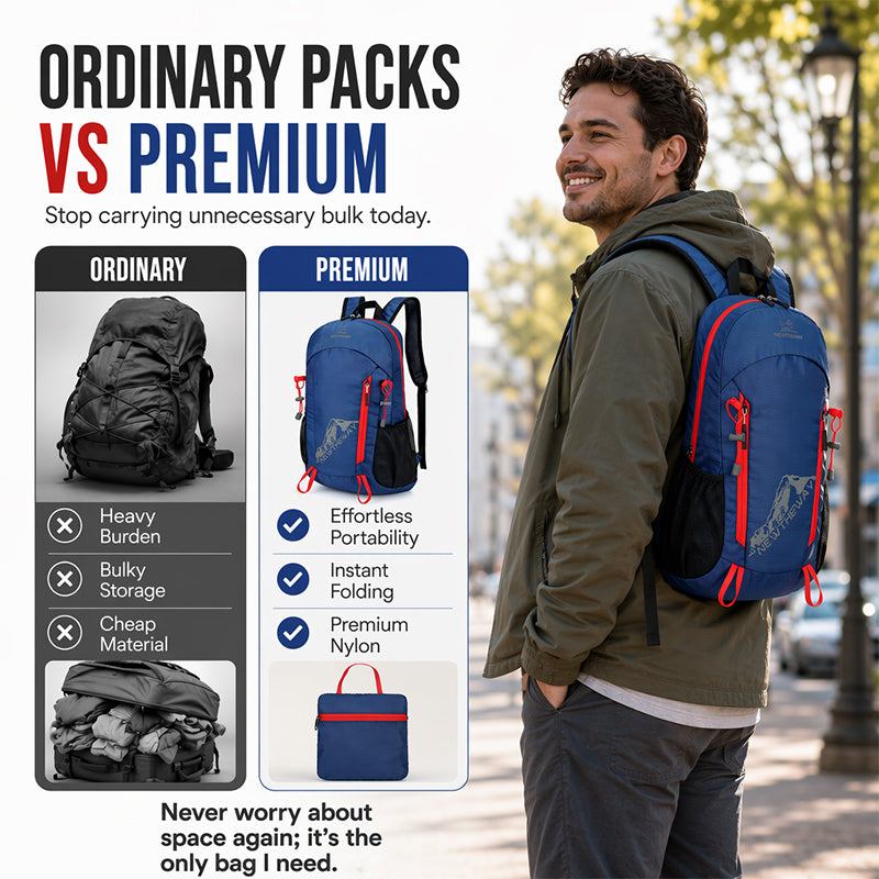 🔥Hot Sale 50% OFF🔥 Ultra-Light Foldable Waterproof Camping Backpack – Under 1lb Tear-Resistant Nylon, Packs Into Own Pocket, for Hiking Travel Camping 🎒