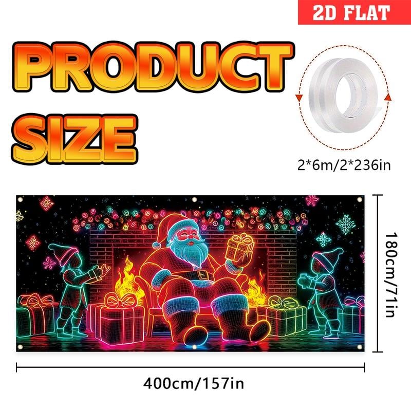 🎅 HOLIDAY HAUL SALE🎇🚪UV Activated Christmas Garage Door Cover Banner, Glows in Dark🔥🎉