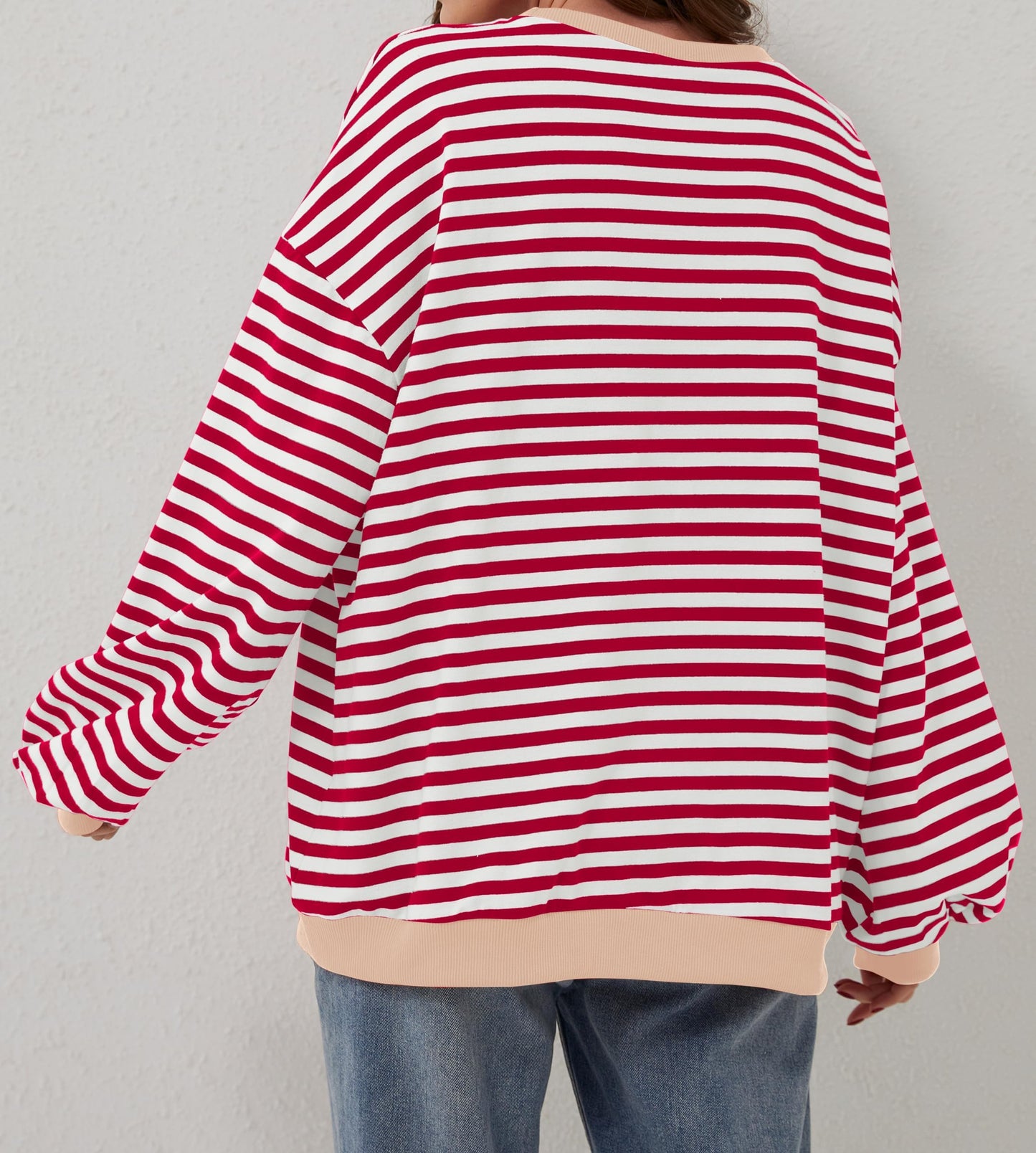 🎁 Hot Sale 49% OFF 🔥Women's Oversized Striped Long Sleeve Pullover