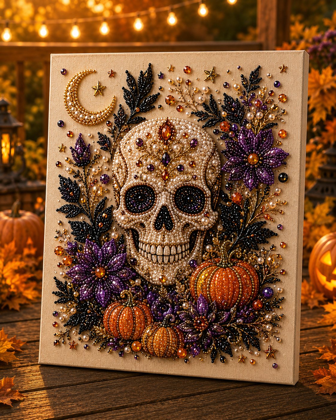 👻✨🎃 Halloween Pearl Painting Kit – 5D DIY Beaded Art Craft Set with Full Tools ✨ | Spooky Pumpkin, Witch & Black Cat Design 🕯️ | Festive Wall Decor & Unique Gift for Adults & Teens 🎁
