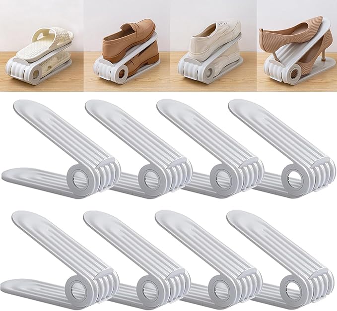 🥳2026 BESTSELLER🥳 Shoe Storage Rack – Space-Saving Double Deck, Adjustable Grooves – Eco-Friendly PP, Easy Clean – Closet Essential! 🛡️💨