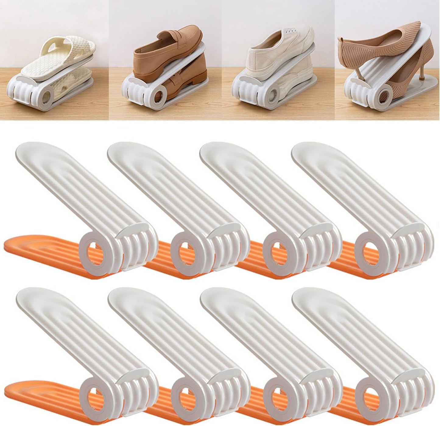 🥳2026 BESTSELLER🥳 Shoe Storage Rack – Space-Saving Double Deck, Adjustable Grooves – Eco-Friendly PP, Easy Clean – Closet Essential! 🛡️💨