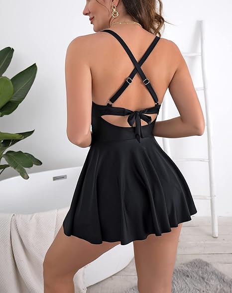🎁New arrival 50% OFF💥🩱Women's Cutout One Piece Skirt Swimsuit