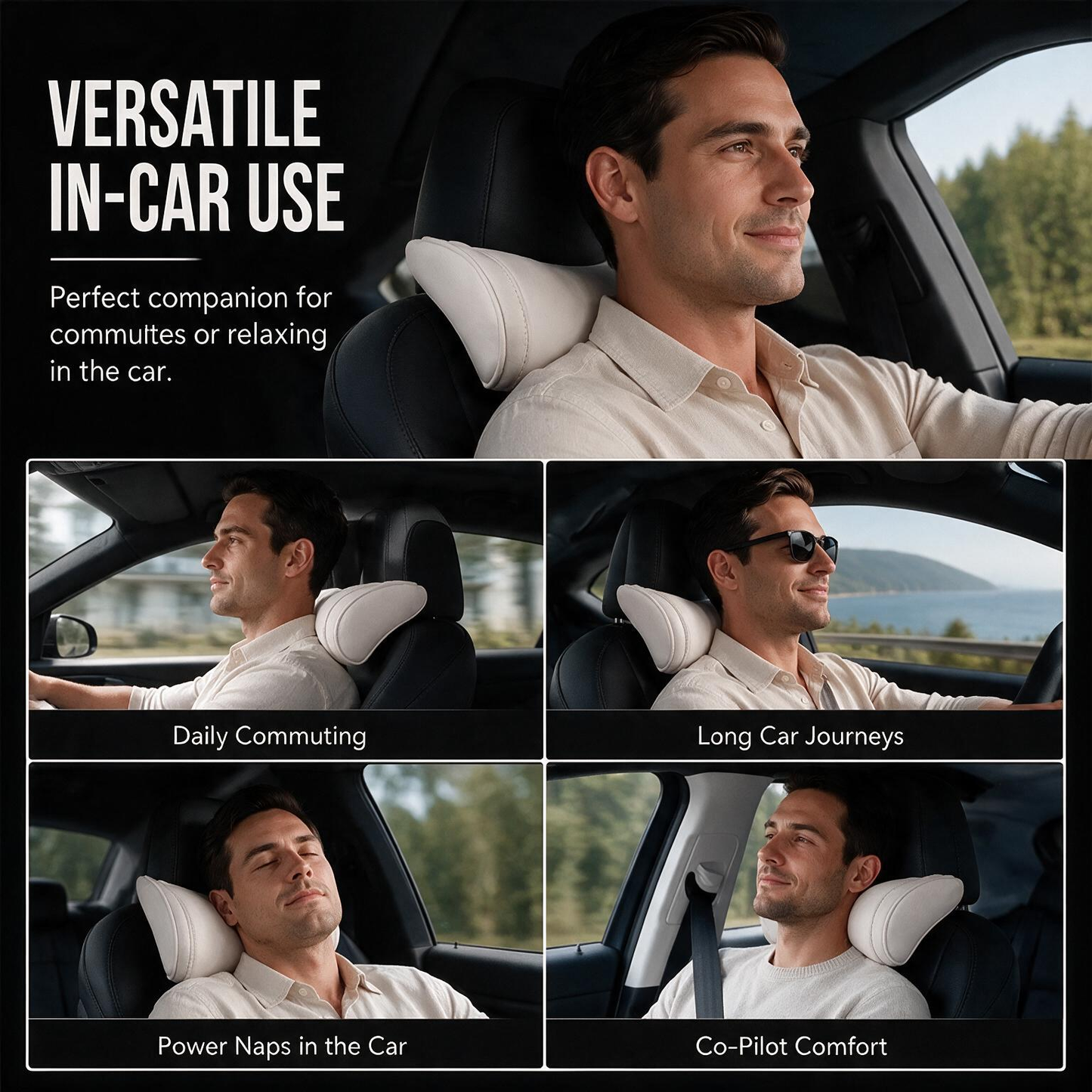 Ergonomic memory foam car headrest pillow