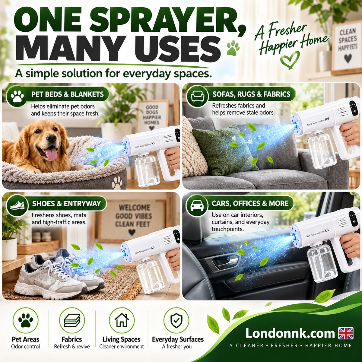 🥳2026 HOT SALE🥳💞50K+ SOLD! 💨🛡️ 50% OFF! Sanitizer Nano Sprayer Gun – ultra-fine nano mist covers surfaces fast, no wiping needed. 380ml large tank lasts longer – less refilling, more protecting. Just point & spray! 🏠✅