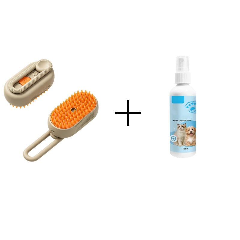 🔥 3-in-1 Pet Spray Massage Brush – Ultrasonic Steam Technology with 84 Silicone Tips – Ideal for Shedding Control & Relaxing Massage 🐕🛁