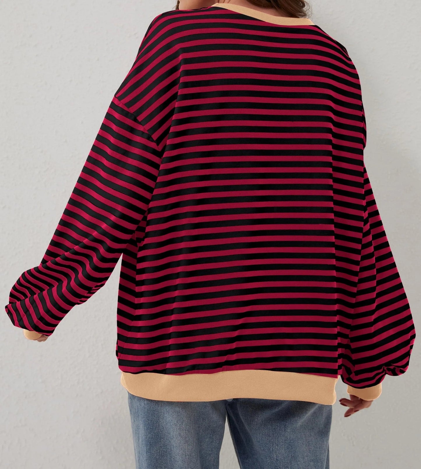 🎁 Hot Sale 49% OFF 🔥Women's Oversized Striped Long Sleeve Pullover