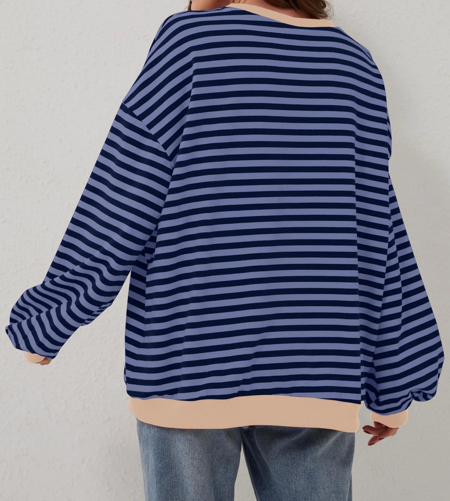 🎁 Hot Sale 49% OFF 🔥Women's Oversized Striped Long Sleeve Pullover