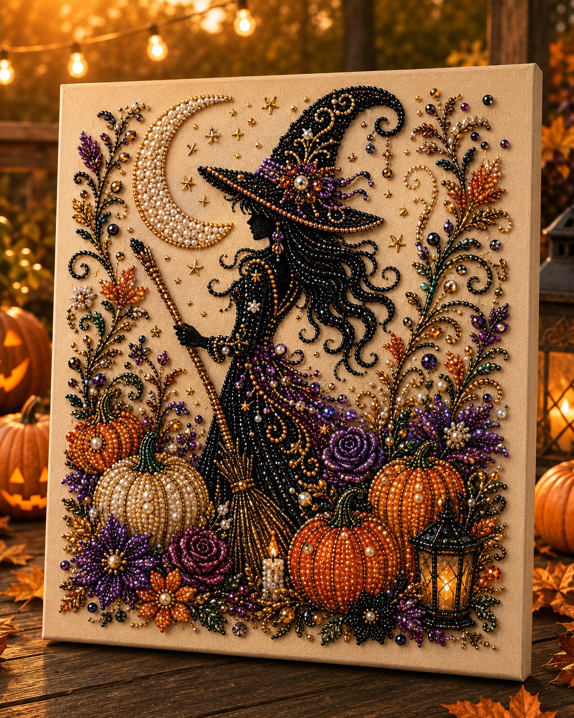 👻✨🎃 Halloween Pearl Painting Kit – 5D DIY Beaded Art Craft Set with Full Tools ✨ | Spooky Pumpkin, Witch & Black Cat Design 🕯️ | Festive Wall Decor & Unique Gift for Adults & Teens 🎁