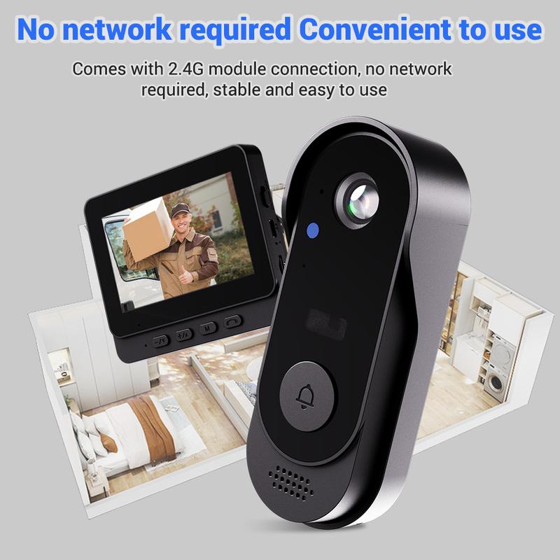 Wireless doorbell camera: 1080P, 170° angle, 4.3-inch screen, IPX65 outdoor waterproof rating, night vision