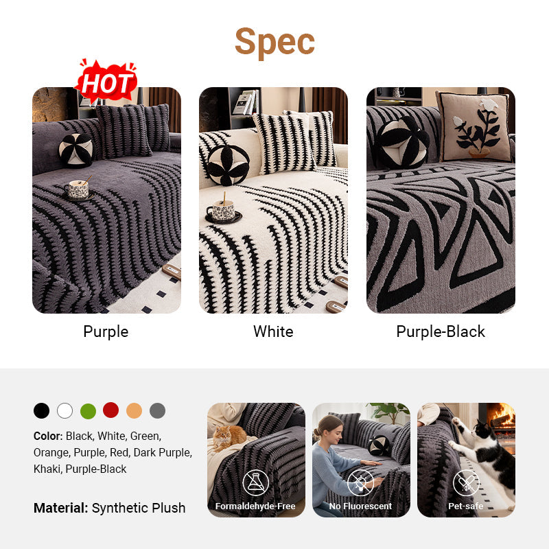 🔥Black Friday Mega Deal – 50% off!🔥 Plush Sofa Throw – Extra Thick & Non-Slip Blanket with Elastic Edges for Fall and Winter 🍂❄️