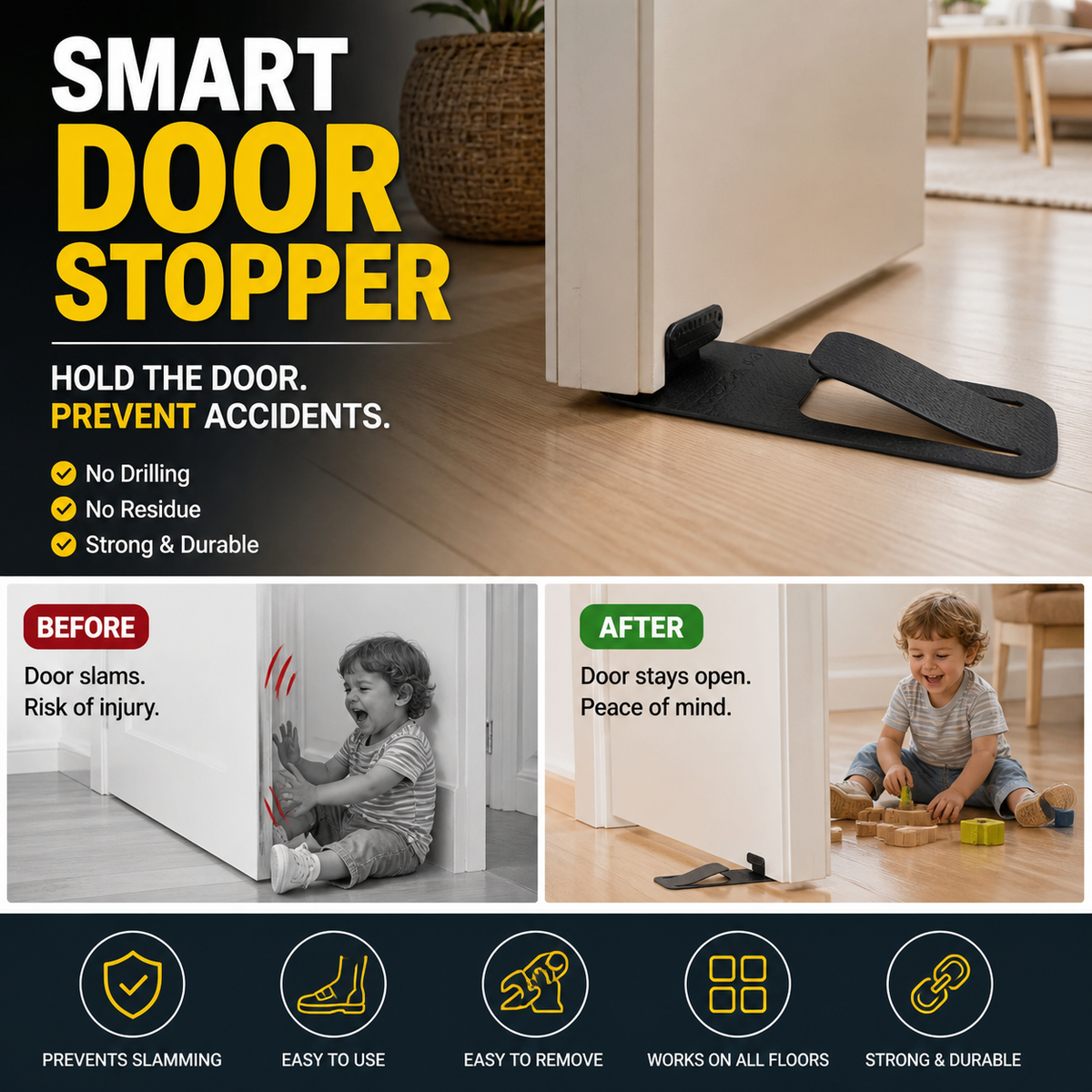🥳2026 HOT SALE🥳💞50K+ SOLD! 🚪🎁 50% OFF! Door Stopper Protector – From £6.98! No-drill, residue-free & holds doors open. Safe & simple – stock up & save! 🏠✅