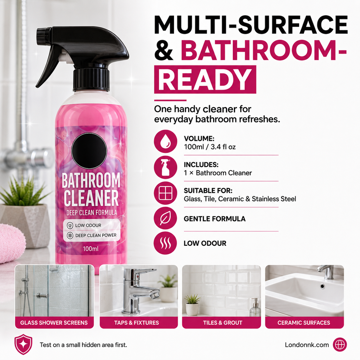 🥳SUMMERFRESH HOT SALE🥳💞15K+ SOLD! Bathroom Cleaner – From £7.98! Dissolves limescale & mold, inhibits regrowth. Sparkling bathroom – grab yours! ✅