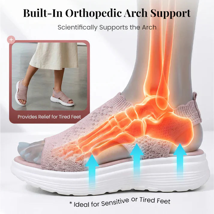 ⏳LAST DAY SALE ONLY ￡12.99!!💐 Women's Breathable Knit Platform Sandals – Air-permeable knit upper, cushioned sole & lightweight comfy summer footwear ✨