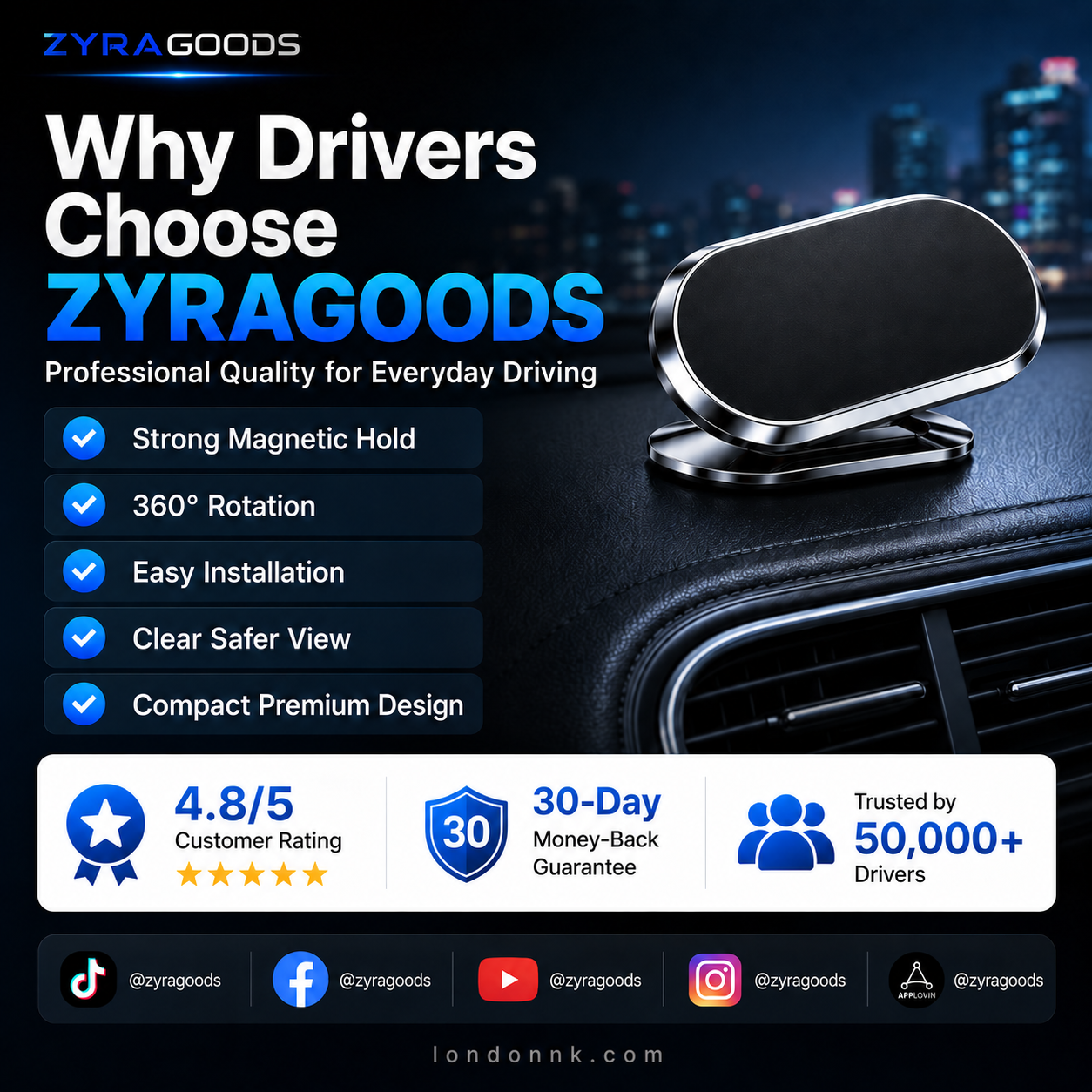 ⏰SAVE $15 – TIME-LIMITED⏰ Ultra-Strong Magnetic Car Phone Holder – 360° Rotation, Secure Grip – Premium Aluminum – Easy Install – 4.8/5 Rating! 🔥