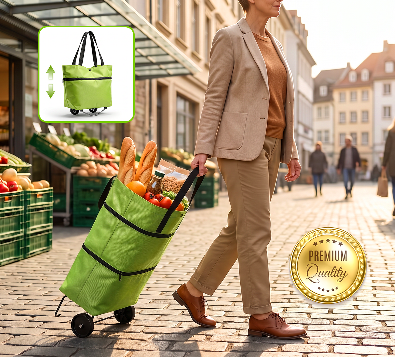 2-in-1 Rolling Tote Bag