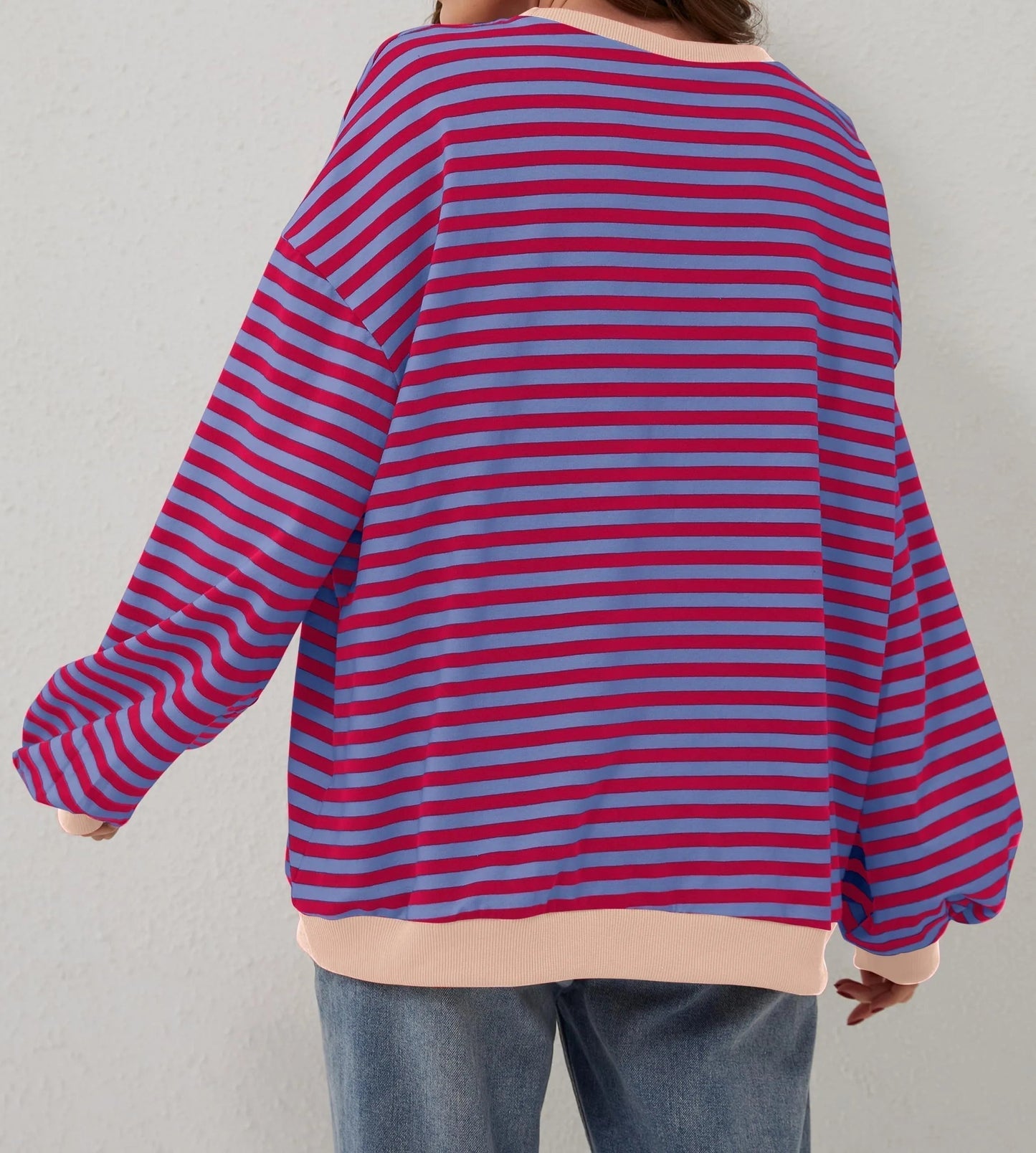 🎁 Hot Sale 49% OFF 🔥Women's Oversized Striped Long Sleeve Pullover