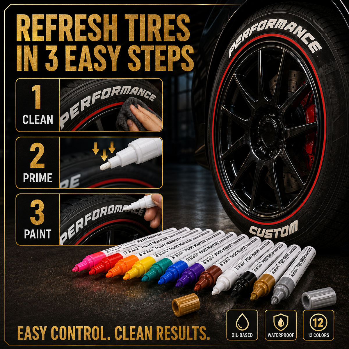 🥳HOT SALE🥳💞50K+ SOLD! Tire Marker Pen – From £5.99! 12 colors, waterproof & fade-resistant. Bold marks – grab yours! ✅