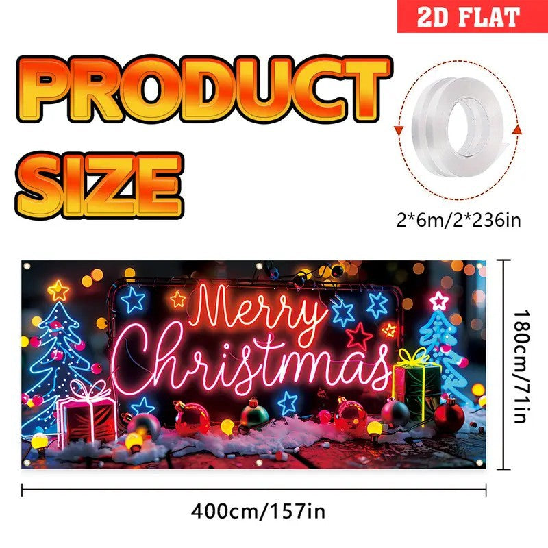 🎅 HOLIDAY HAUL SALE🎇🚪UV Activated Christmas Garage Door Cover Banner, Glows in Dark🔥🎉