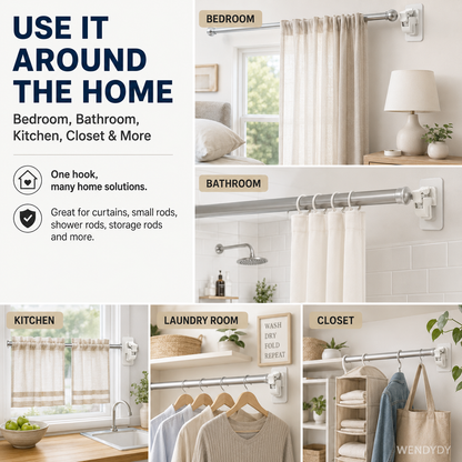🔥Nail-Free Adjustable Curtain Rod Hooks