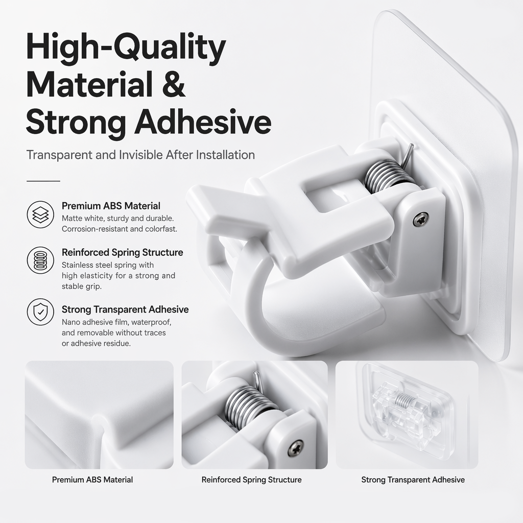 🔥Nail-Free Adjustable Curtain Rod Hooks