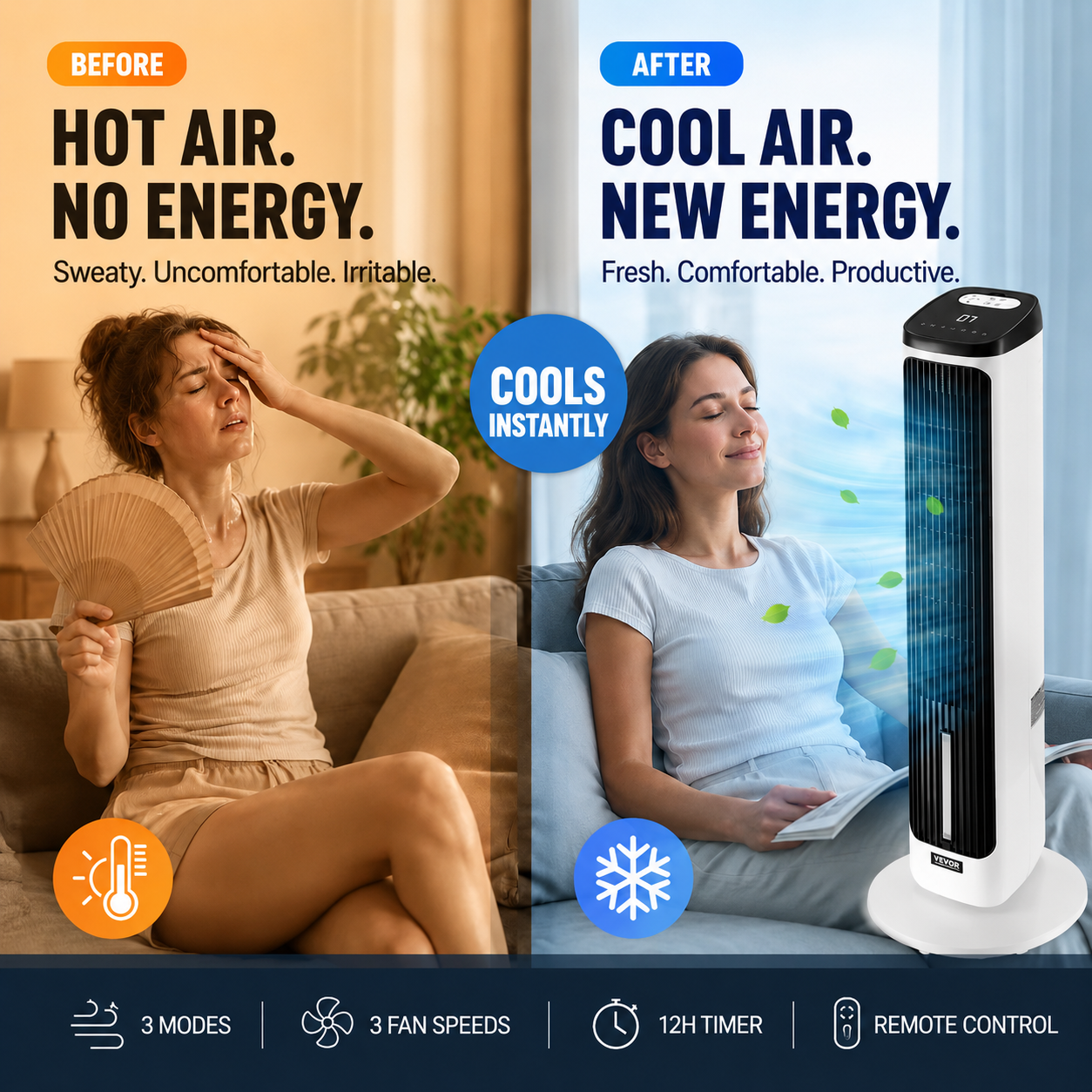 💸 Budget-Friendly AC Alternative! 💸 Why spend a high price on AC when you can get this quiet, bladeless fan for half price? 🤯