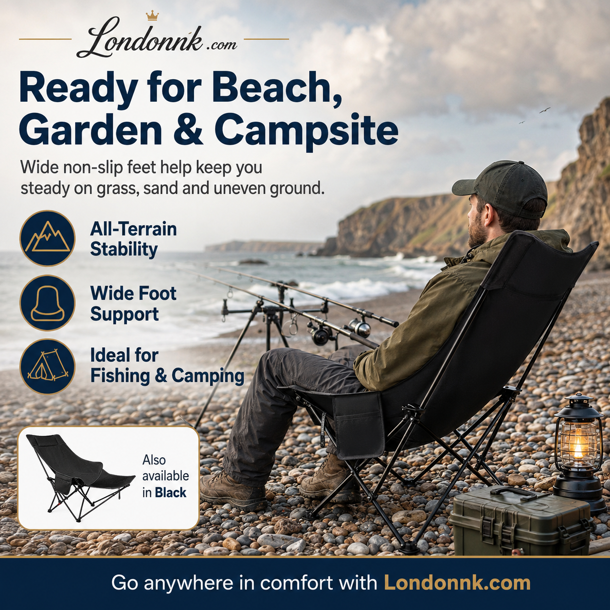 🪑 Portable Adjustable Folding Outdoor Chair – Lightweight, Sturdy & Versatile – Ideal for the Garden, Camping, the Beach, or the Patio – Easy to Carry and Set Up 🏕️✨