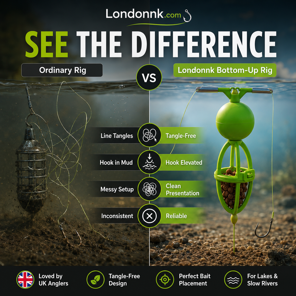 Tangle-Free Bottom-Up Feeder Basket Fishing System