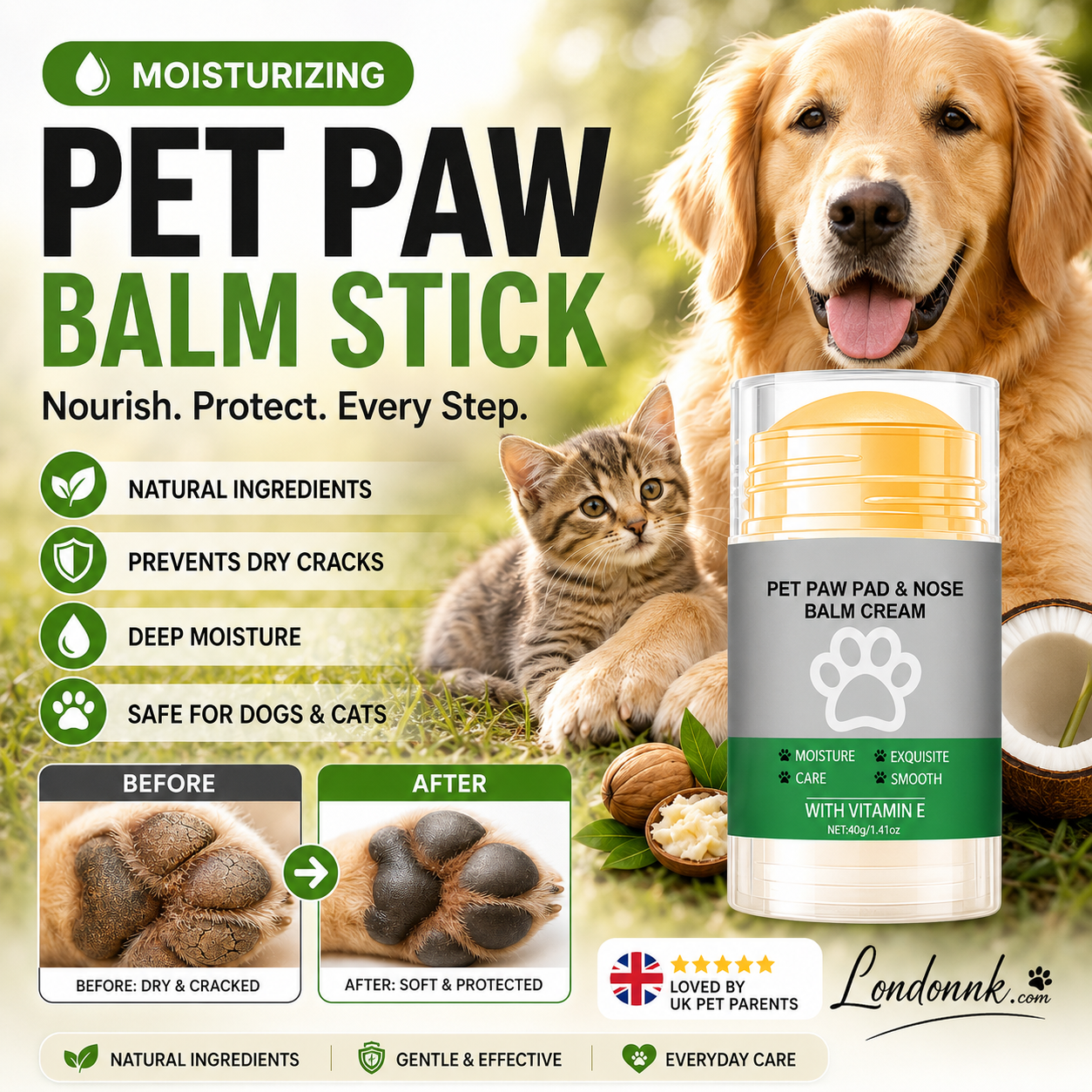 💥Buy 3 Get 2 Free！🐈🐕Your furry friend's paws deserve care！🐾Moisturizing Pet Paw Balm Stick