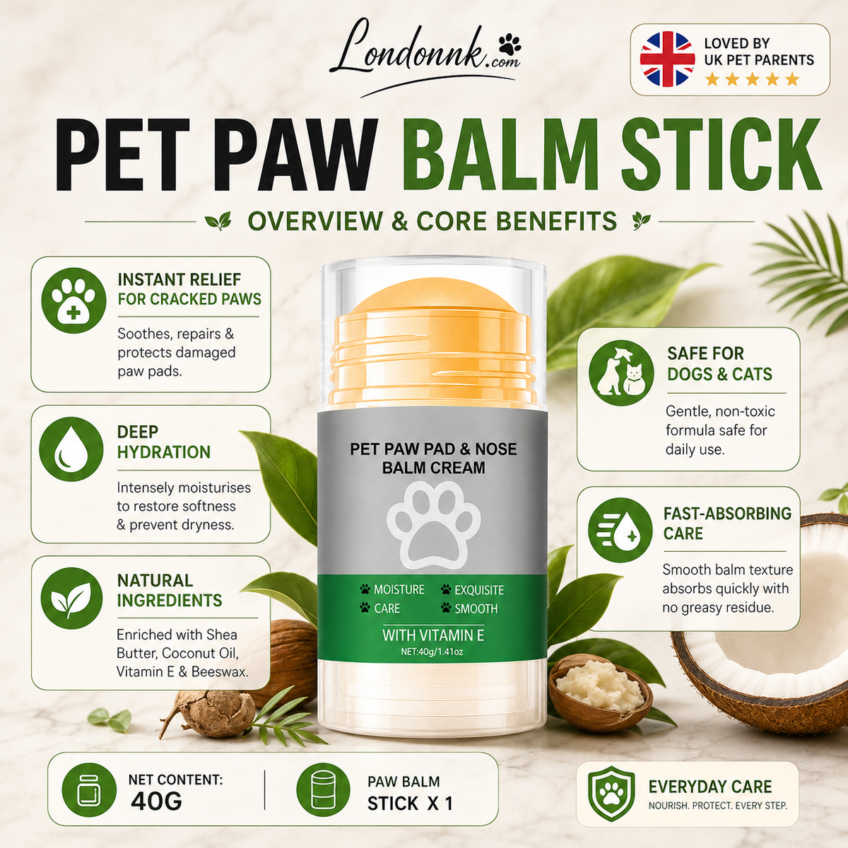 💥Buy 3 Get 2 Free！🐈🐕Your furry friend's paws deserve care！🐾Moisturizing Pet Paw Balm Stick