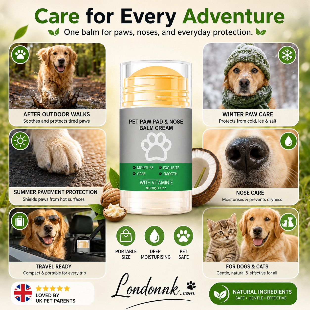 💥Buy 3 Get 2 Free！🐈🐕Your furry friend's paws deserve care！🐾Moisturizing Pet Paw Balm Stick