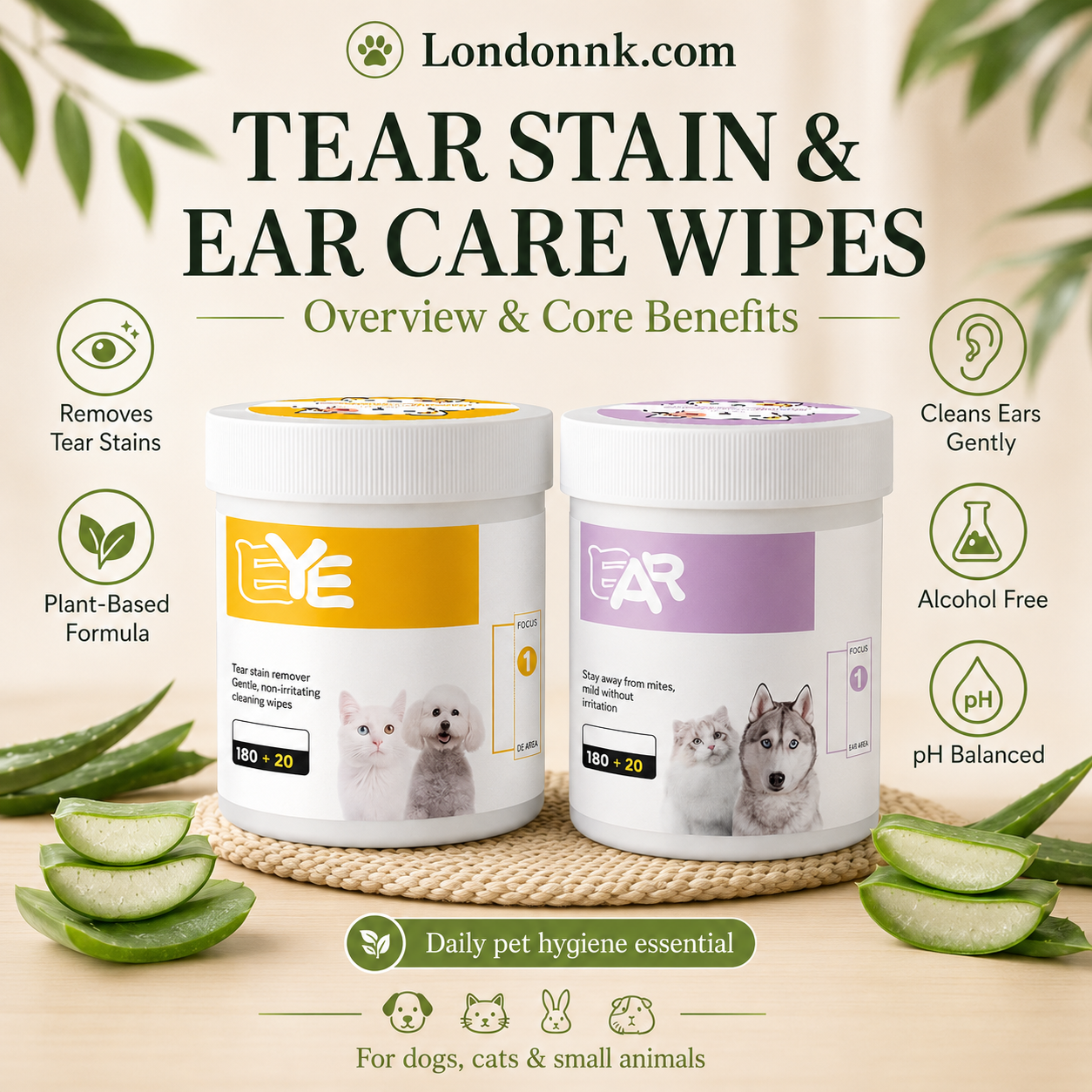 🥳2026 HOT SALE🥳💞50K+ SOLD!🐾🌿 50% OFF! Natural Plant‑Based Pet Wipes – Aloe vera & glycerin, pH‑balanced. Gently removes tear stains & earwax. Safe for daily use! 🧻✨